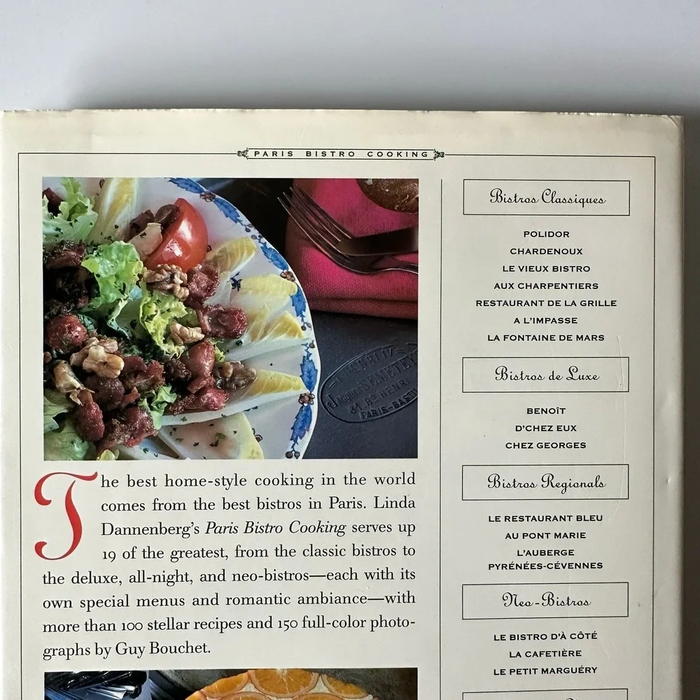 Paris‎ Bistro Cooking Dannenberg 1991 Hardcover First Edition Clarkson Potter VG